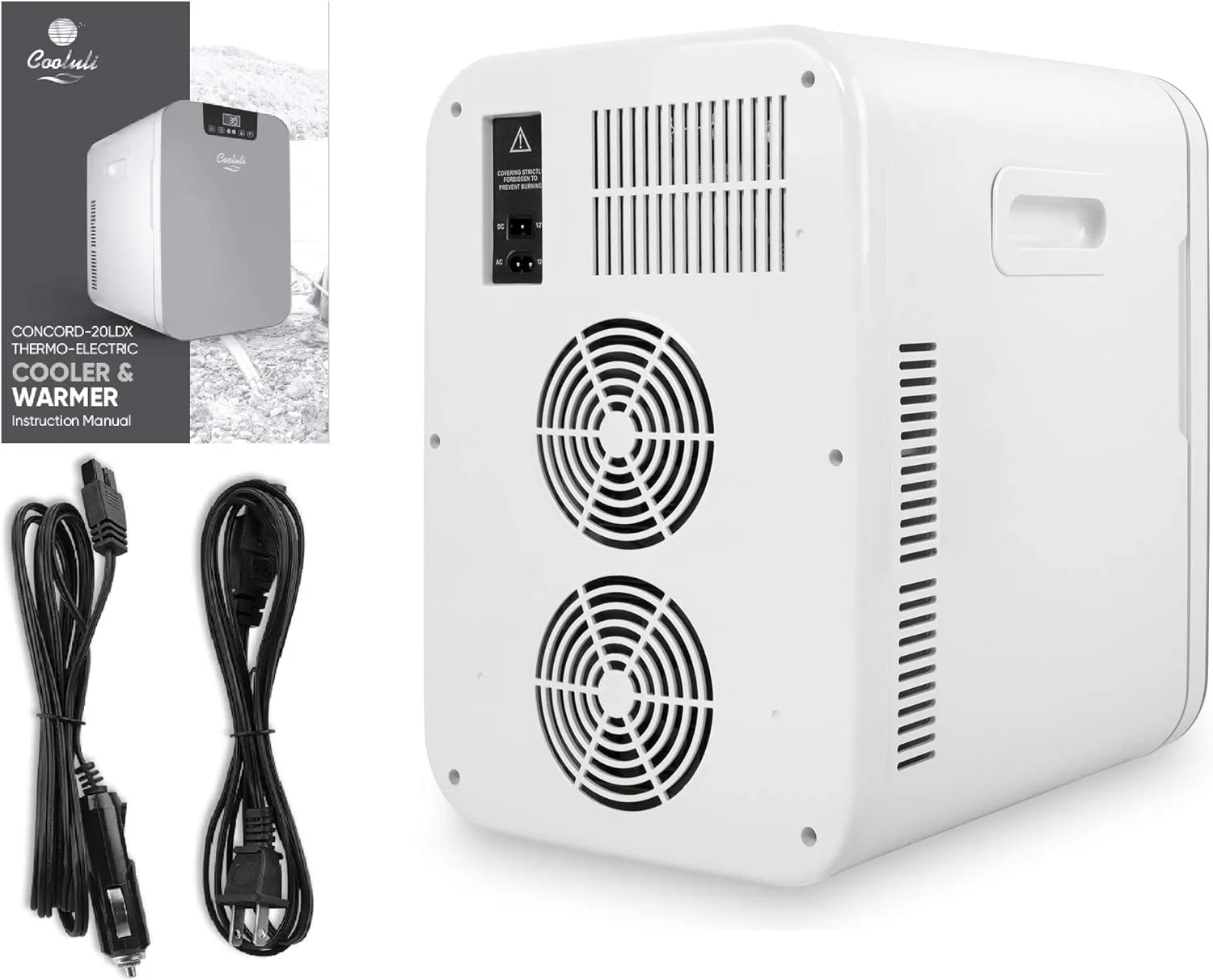 Cooluli 20 Liter Mini Fridge with Temperature Control - White Thermoelectric Cooler and Warmer for Bedroom, Office, Car, Dorm