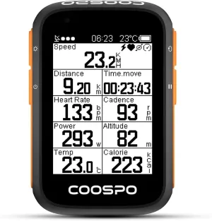 COOSPO Bike Computer Wireless GPS, Bike Speedometer with Auto Backlight, Bluetooth ANT Cycling GPS Computer, Bicycle Computer BC200 with Waterproof, Compatible with CooSporide app