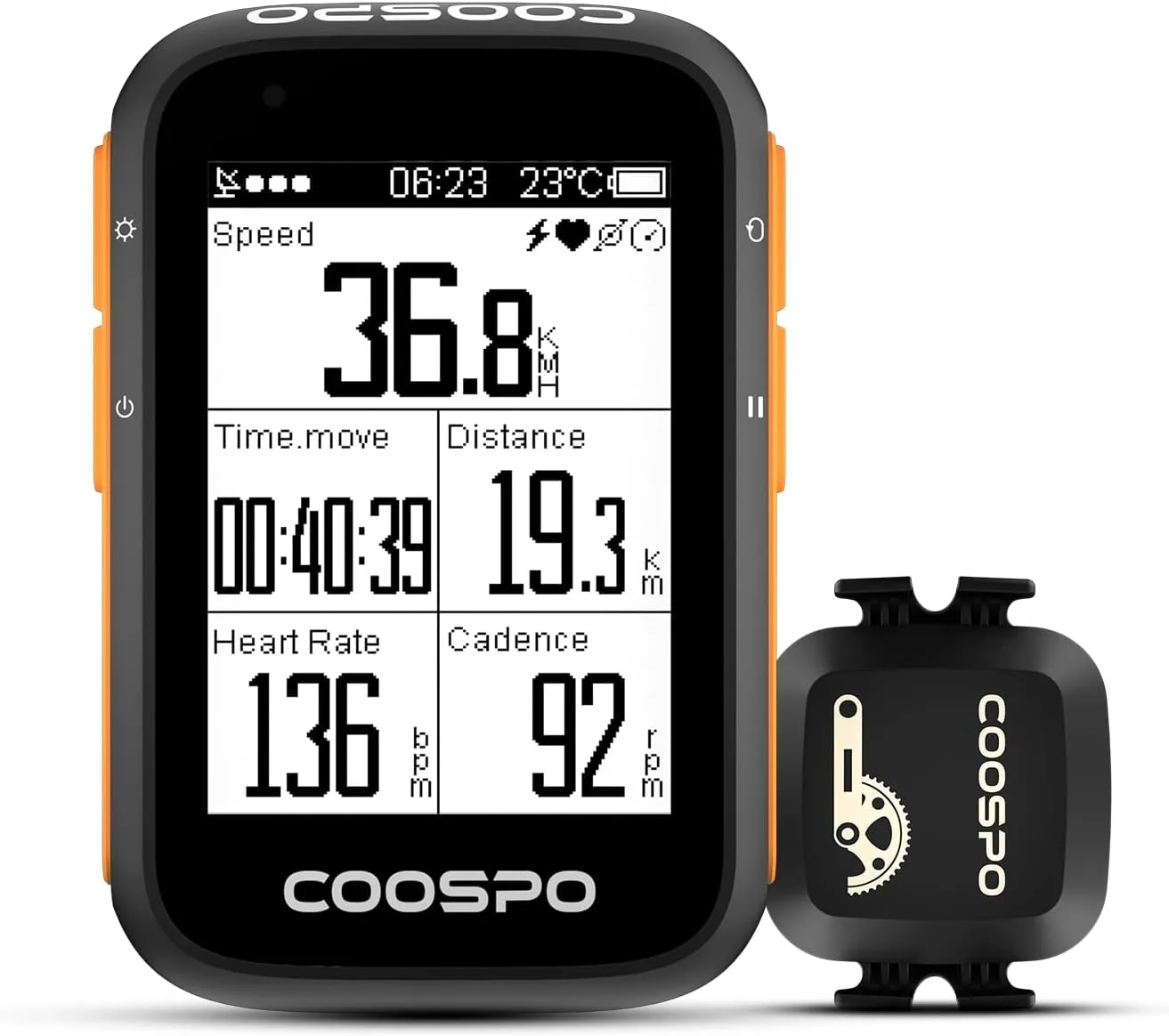 COOSPO Bike Computer Wireless GPS, Bike Speedometer with Auto Backlight, Bluetooth ANT Cycling GPS Computer, Bicycle Computer BC200 with Waterproof, Compatible with CooSporide app