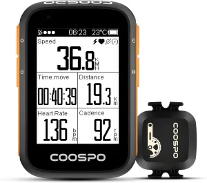 COOSPO Bike Computer Wireless GPS, Bike Speedometer with Auto Backlight, Bluetooth ANT Cycling GPS Computer, Bicycle Computer BC200 with Waterproof, Compatible with CooSporide app