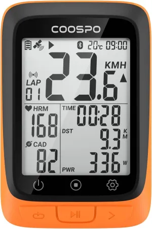 COOSPO Bike Computer Wireless GPS, Cycling Computer GPS Bike Tracker with Bluetooth/ANT , Waterproof Bicycle Computer GPS Speedometer with Auto Backlight, 2.4 inch LCD Display