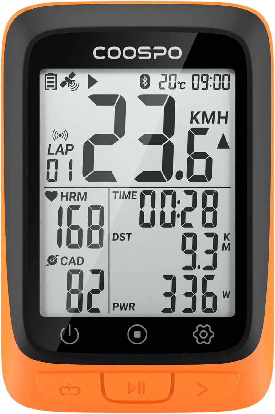 COOSPO Bike Computer Wireless GPS, Cycling Computer GPS Bike Tracker with Bluetooth/ANT , Waterproof Bicycle Computer GPS Speedometer with Auto Backlight, 2.4 inch LCD Display