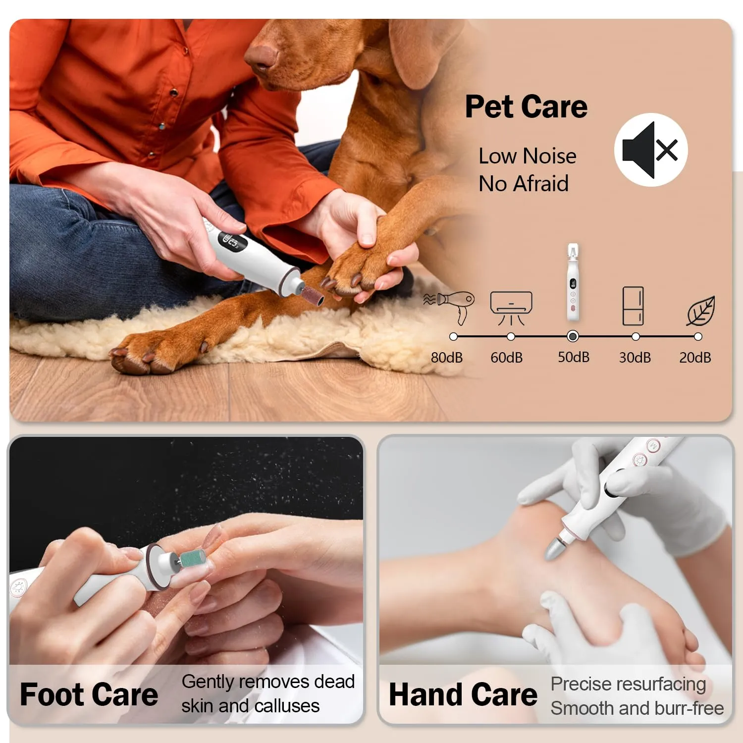 Cordless Electric Nail File Set, 10 Speeds Professional Manicure Pedicure Kit with LED Light & LCD Screen, Portable Nail Drill for Natural & Acrylic Nails, Human & Pet Thick Toenails (White)