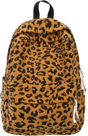 Corduroy Backpack for Women, Fashion Mini Backpack Purse, Animal Print Small Casual Daypack Bookbag (Corduroy Cheetah Print B)