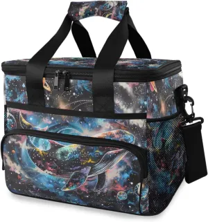 Cosmic Whale Galaxy Cooler Bag Insulated Cooler Soft Sided Cooler 24 Can Portable Picnic Bag Large Leakproof Lunch Bag Box for Beach Grocery Camping Travel Car Men Women