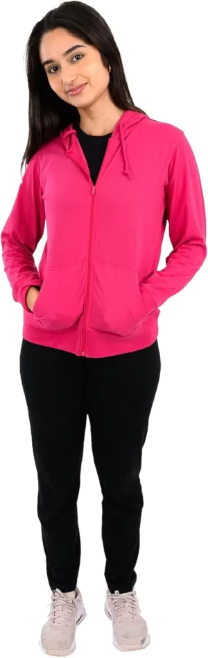 Cottonhood Lightweight Hoodies for Women, Zip Up Hoodie – Soft Jersey Long Sleeve, Hooded Sweatshirt