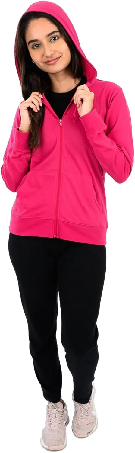 Cottonhood Lightweight Hoodies for Women, Zip Up Hoodie – Soft Jersey Long Sleeve, Hooded Sweatshirt