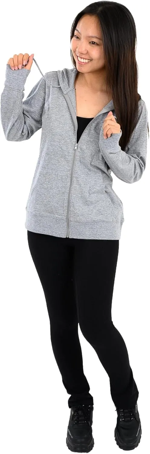 Cottonhood Lightweight Hoodies for Women, Zip Up Hoodie – Soft Jersey Long Sleeve, Hooded Sweatshirt