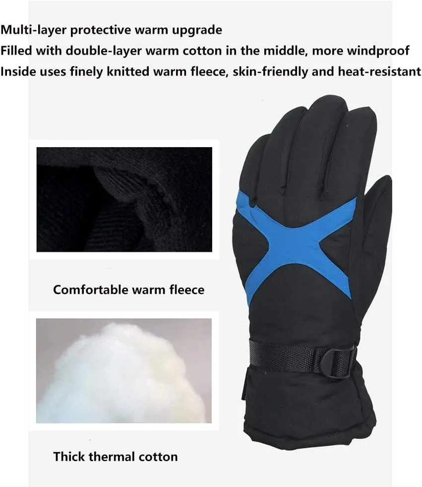 Couple Winter Ski and Snow Gloves-Waterproof and Windproof Ski Gloves for Skiing, Snowboarding and Shovel