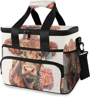 Cows Farmhouse Animal Cooler Bag Insulated Cooler Soft Sided Cooler 24 Can Portable Picnic Bag Large Leakproof Lunch Bag Box for Beach Grocery Camping Travel Car Men Women