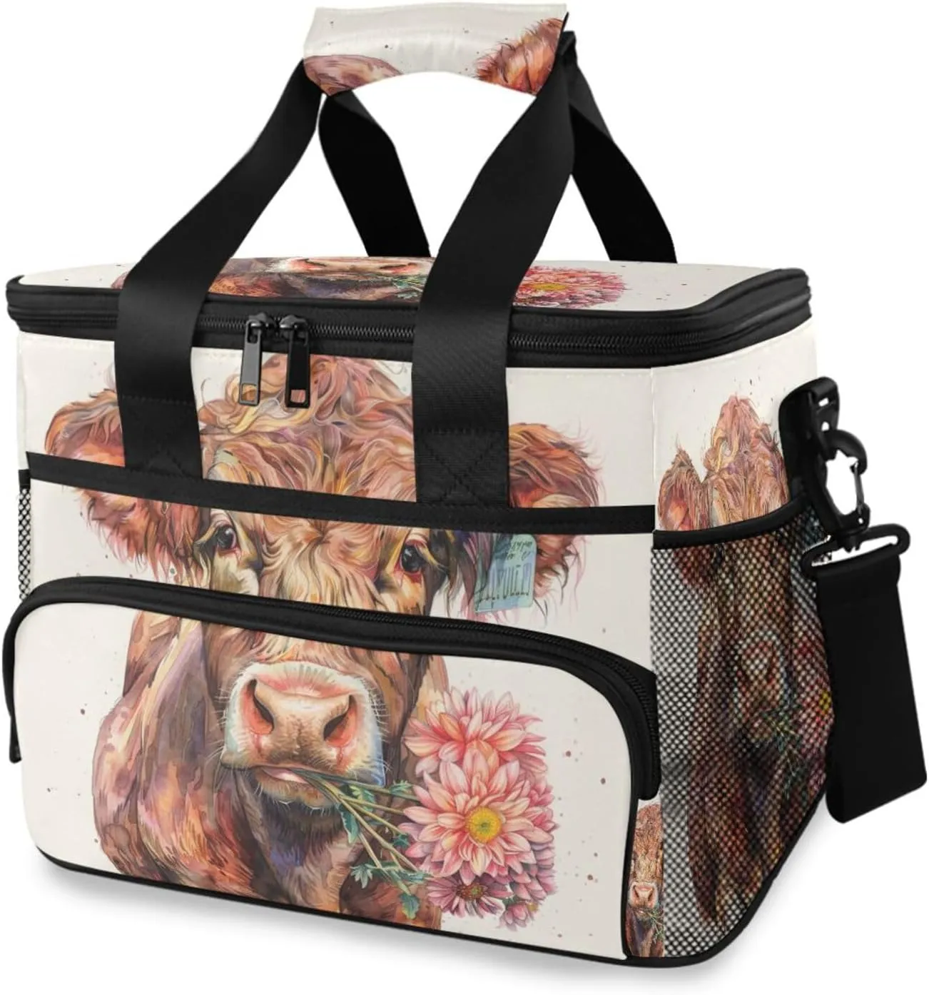 Cows Farmhouse Animal Cooler Bag Insulated Cooler Soft Sided Cooler 24 Can Portable Picnic Bag Large Leakproof Lunch Bag Box for Beach Grocery Camping Travel Car Men Women