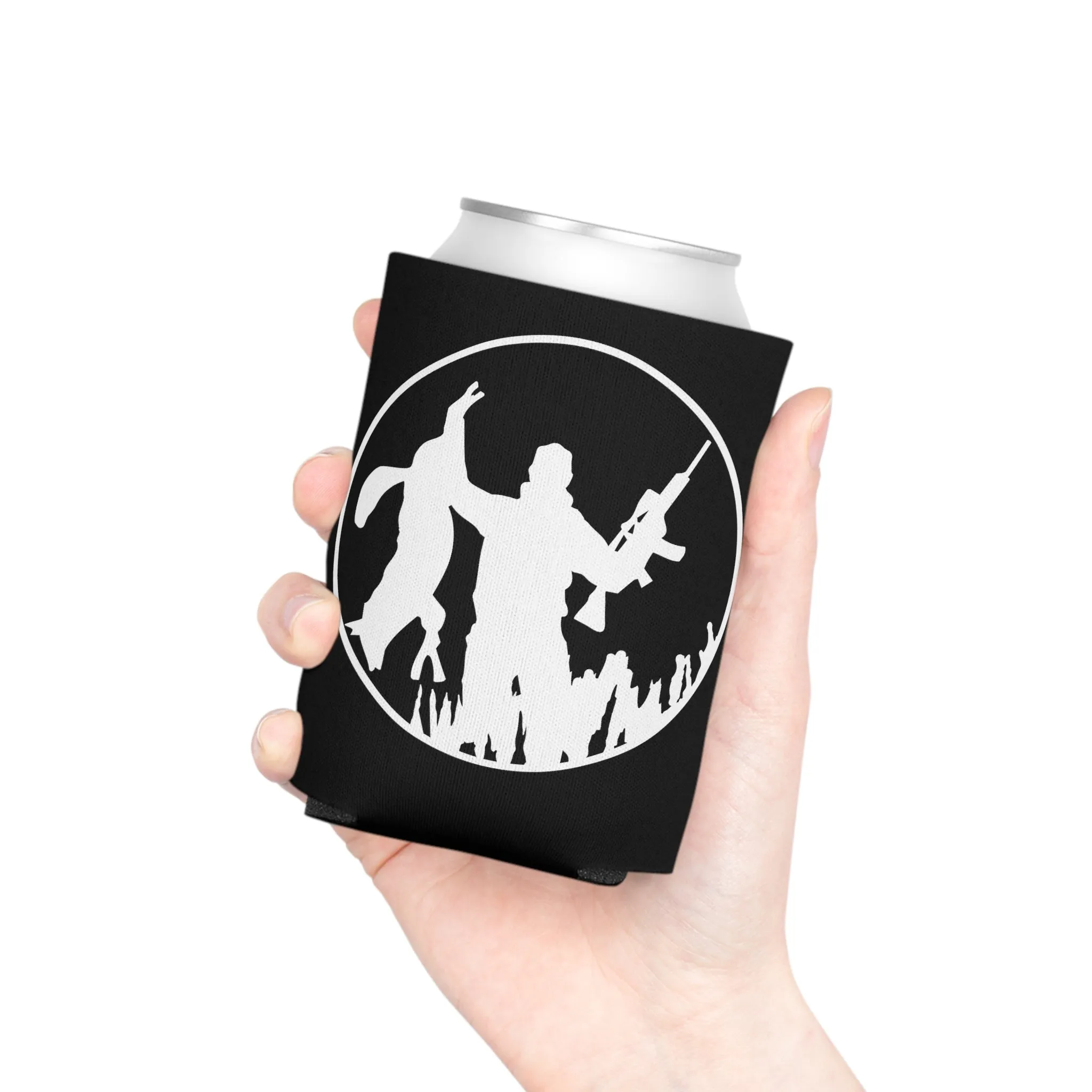 Coyote Hunter Holding Coyote Can Cooler