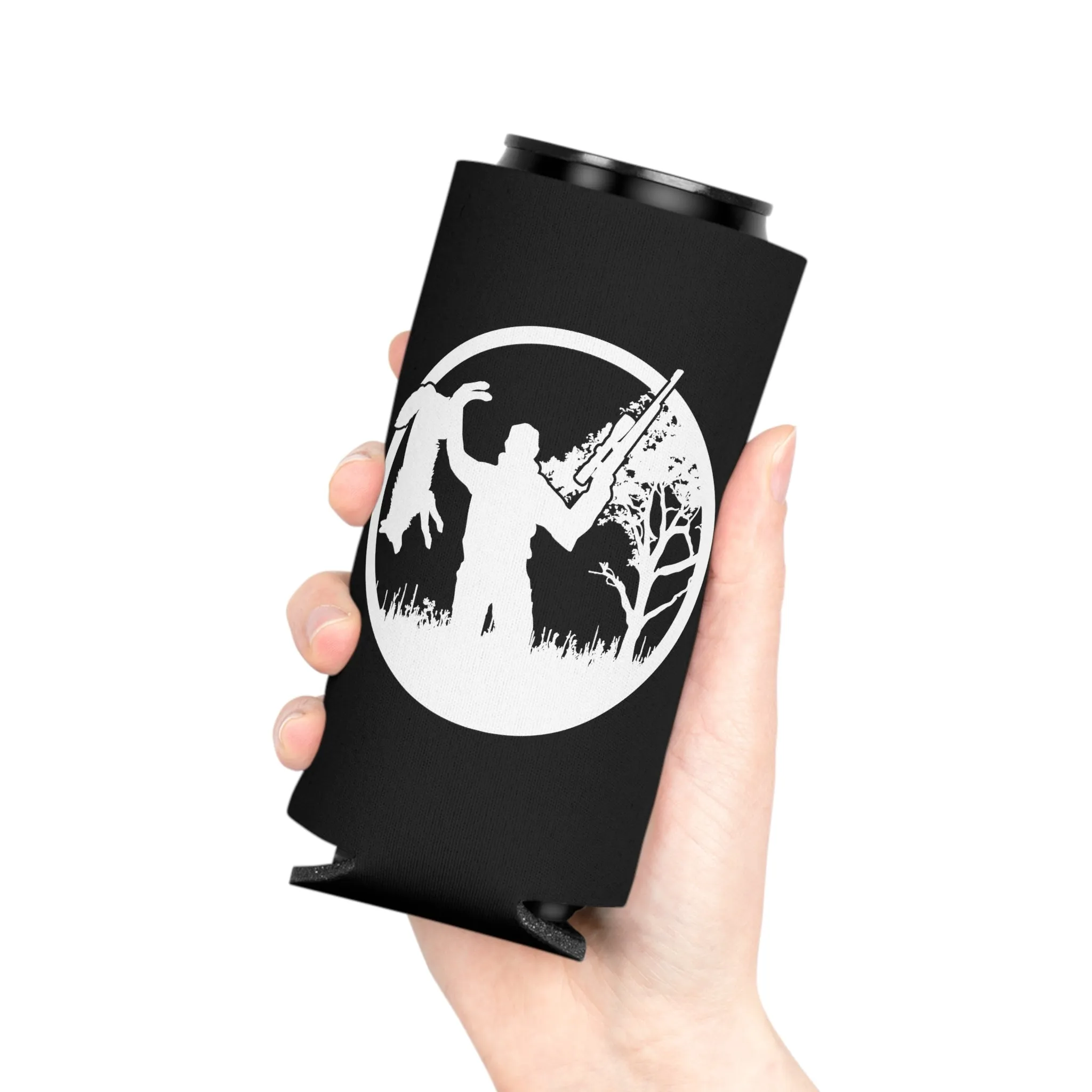 Coyote Hunter White Circle Can Cooler