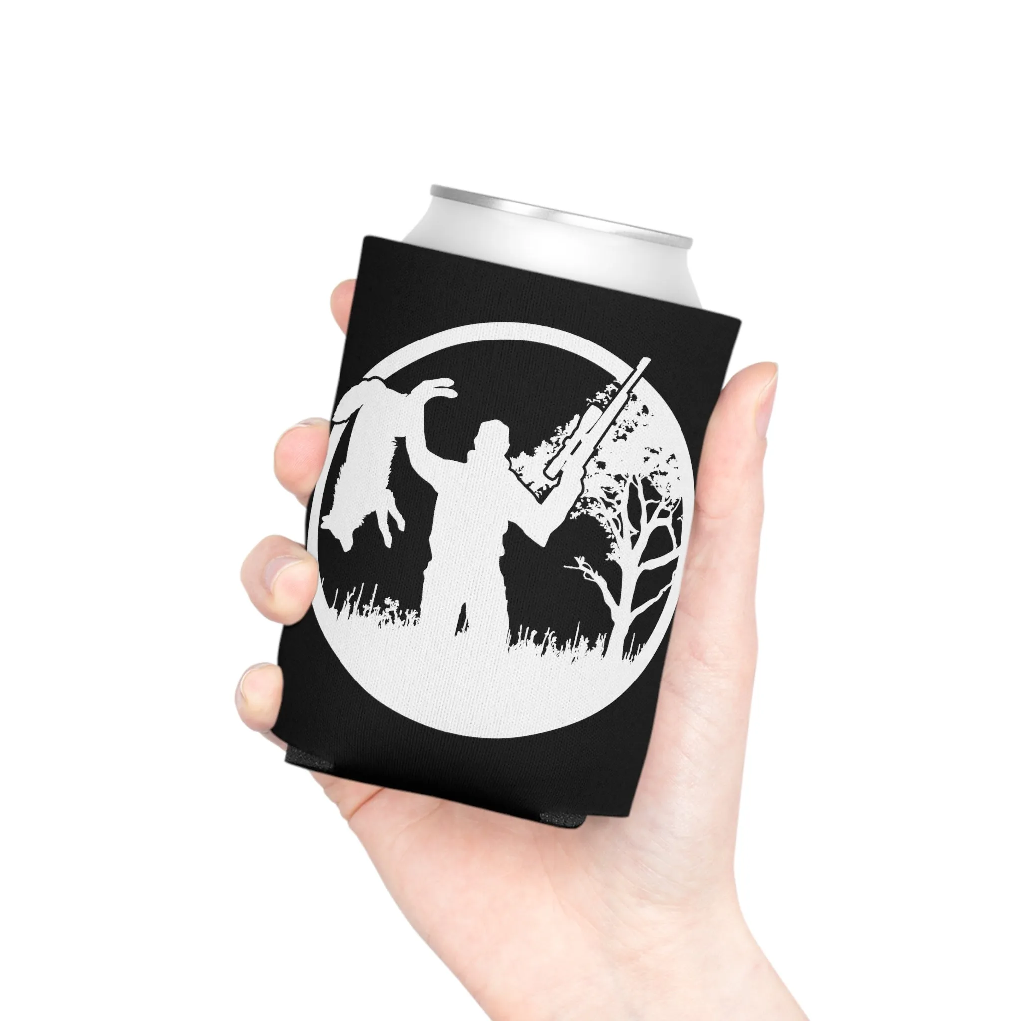 Coyote Hunter White Circle Can Cooler