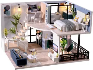 CRIOLPO DIY Miniature Doll House Kit with Furniture, DIY Miniature House Kit, Tiny Wooden House Model, 1:24 Scale Inventive DIY Doll House - Enjoyable Time