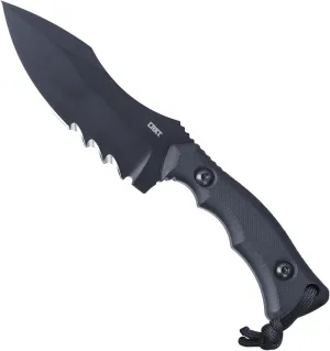 CRKT Bugsy: Outdoor Survival Fixed Blade Knife with Sheath, 1095 Carbon Steel Blade with Veff Serrations, G10 Handle, Kydex Sheath 3605KV
