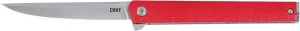 CRKT CEO Red Everyday Carry EDC Folding Knife with Liner Lock: AUS 8 Steel Plain Edge Blade, Glass-Reinforced Nylon Handle, Reversible Pocket Clip, 7097RX