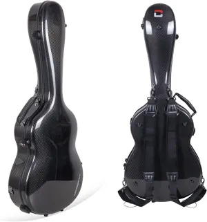 Crossrock Air Carbon® 4/4 Classical Guitar Flight Case | 3K Gloss Black Carbon Fiber, TSA Lock, Suspension Padding, Backpack Straps – Lightweight & Impact-Tested
