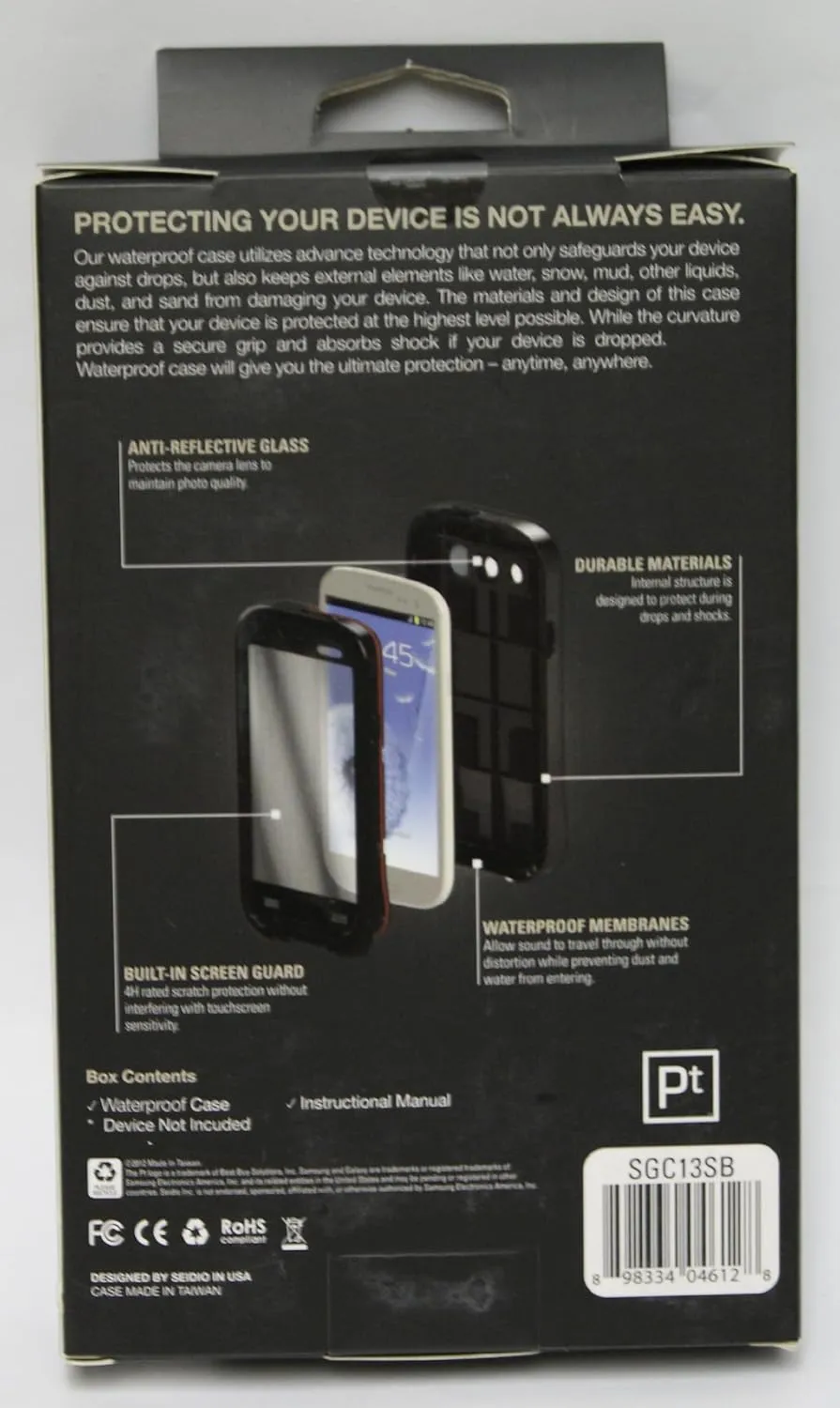 CSWSSGS3-BK OBEX Waterproof Case for Samsung Galaxy S III - 1 Pack - Retail Packaging - Black