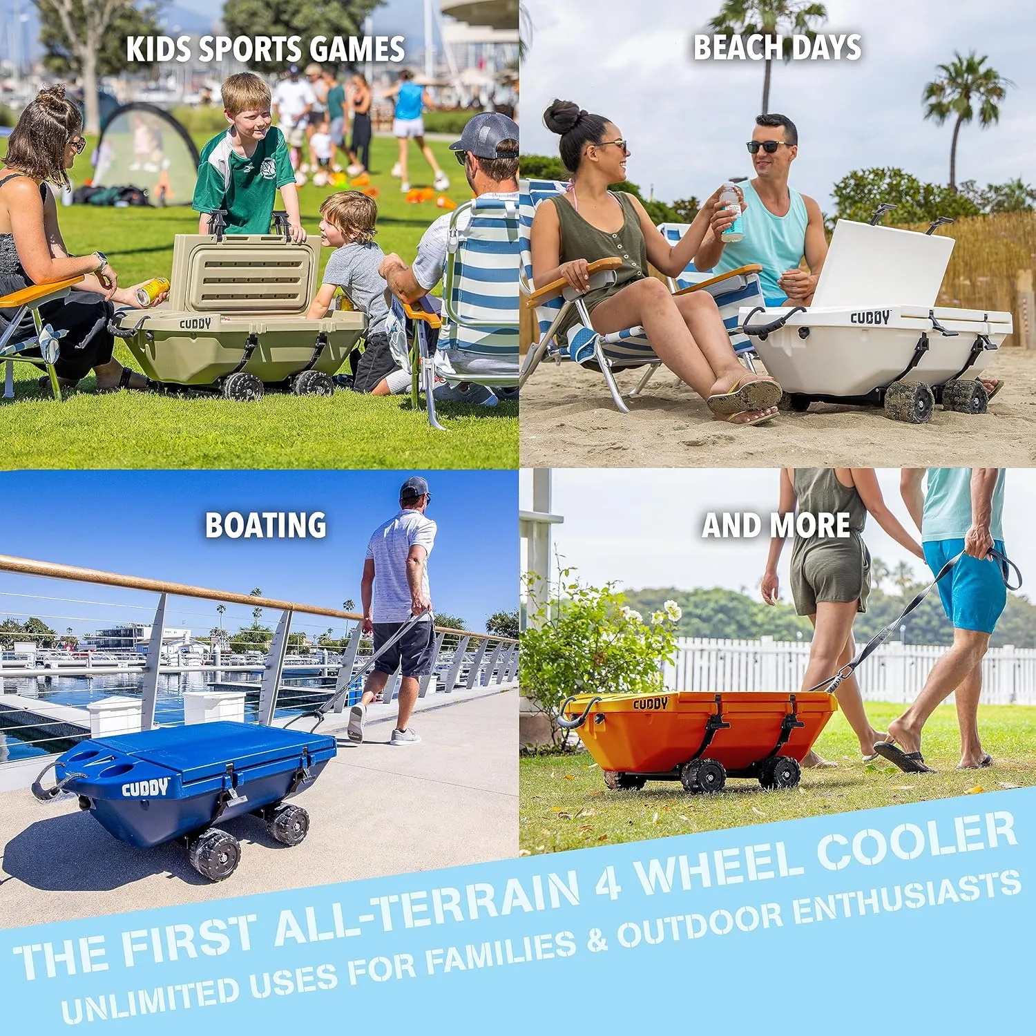 CUDDY Crawler Cooler with Wheels – 40 QT Amphibious Floating Cooler and Dry Storage Vessel - Orange, Navy, Tan, or White