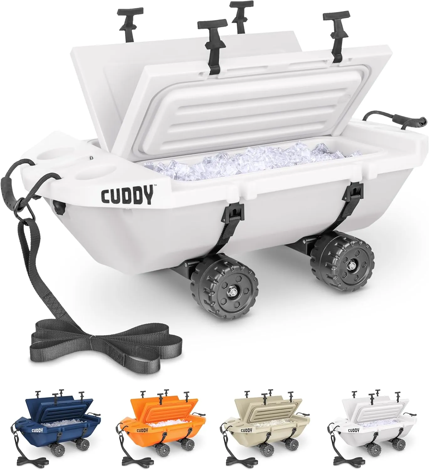 CUDDY Crawler Cooler with Wheels – 40 QT Amphibious Floating Cooler and Dry Storage Vessel - Orange, Navy, Tan, or White