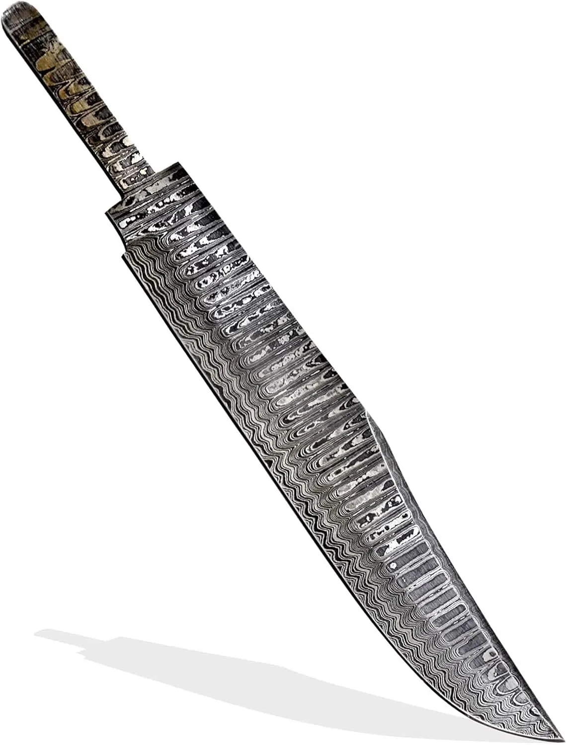 Custom Hand Forged Damascus Steel Blank Blade Hunting Knife Bowie Blade Damascus Blade Billet Camping, Survival, Collectors Knives Handmade Knife Making Supply (BWE-07)