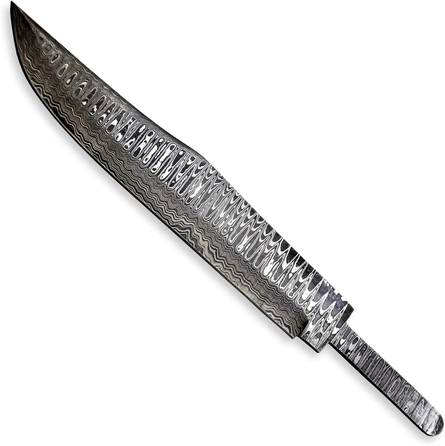 Custom Hand Forged Damascus Steel Blank Blade Hunting Knife Bowie Blade Damascus Blade Billet Camping, Survival, Collectors Knives Handmade Knife Making Supply (BWE-07)