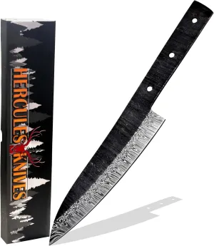 Custom Hand Forged Damascus Steel Chef Blank Knife Handmade DIY Blade Knife Kit Full Tang Knife Making Supplies