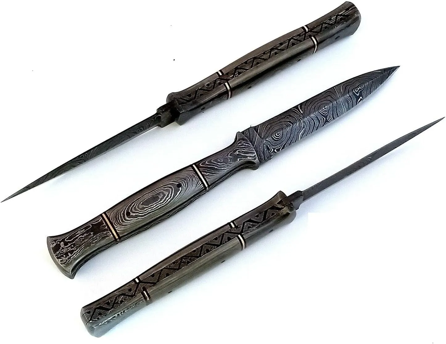 Custom Hand Forged Damascus Steel Knife/Damascus Dagger Knife/Dagger knives with leather sheath/Boot knife with leather sheath