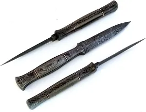 Custom Hand Forged Damascus Steel Knife/Damascus Dagger Knife/Dagger knives with leather sheath/Boot knife with leather sheath