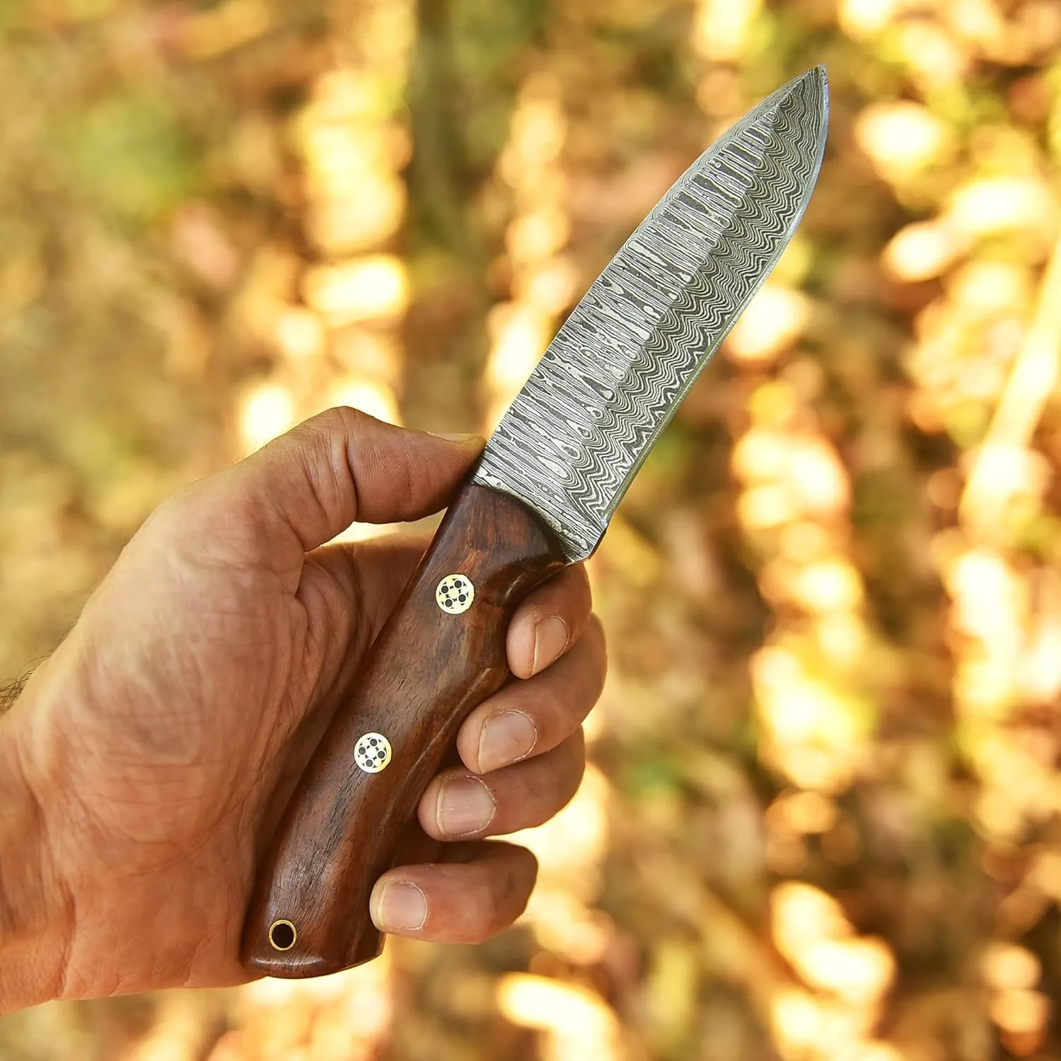 Custom Handmade Fixed Blade Hunting Knife - 9 Inch hand Forged Full Tang Knives For Hunting, Outdoor Camping, Hiking, Fishing, Bushcraft Knives With Leather Sheath. (Damascus-2)