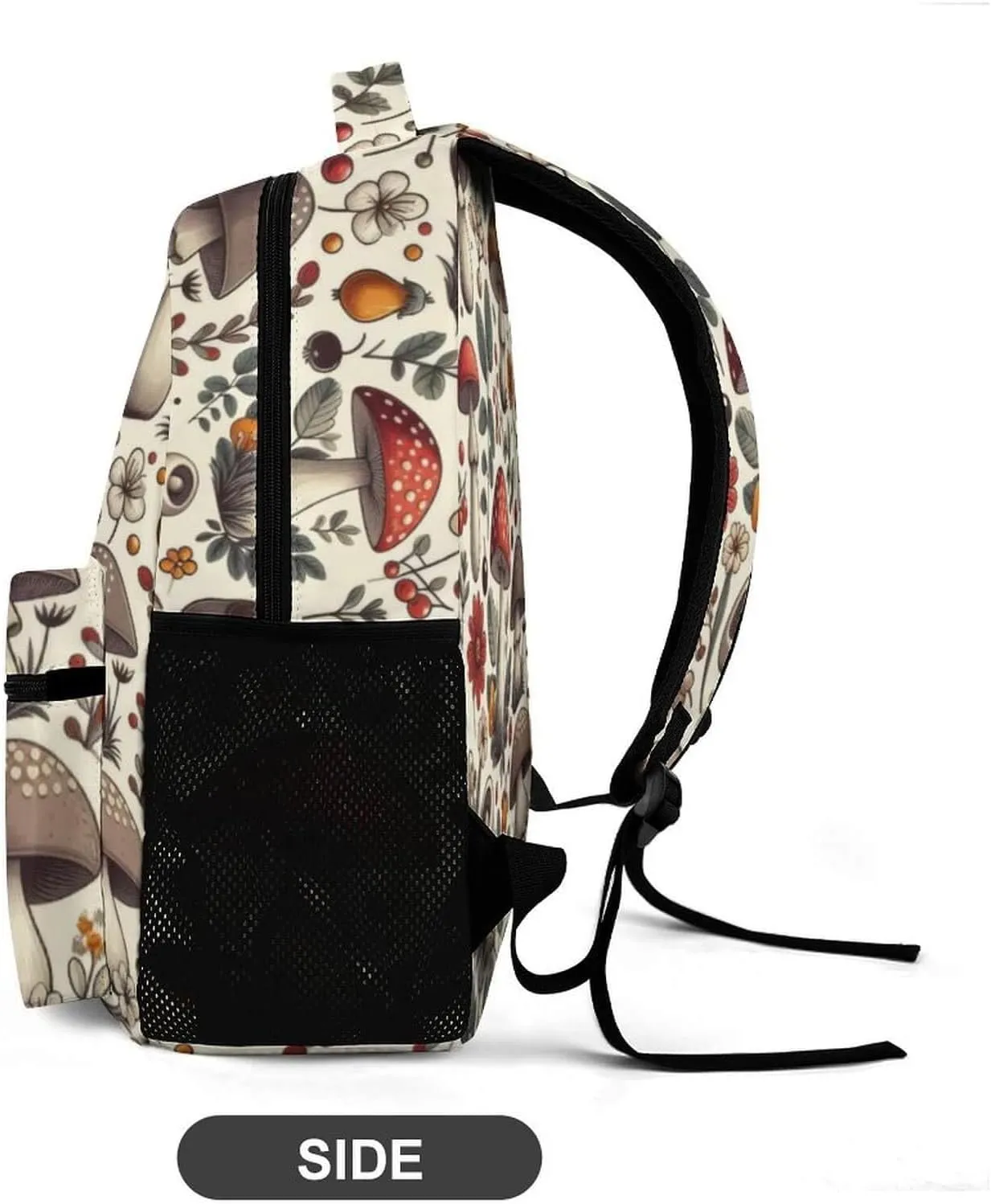 Custom Mushroom School Backpack for Kids Girls Boys, 16 Inch Cute Mushrooms Themed Bookbag, Personalized School Backpack for Students Children, Lightweight, Large Capacity