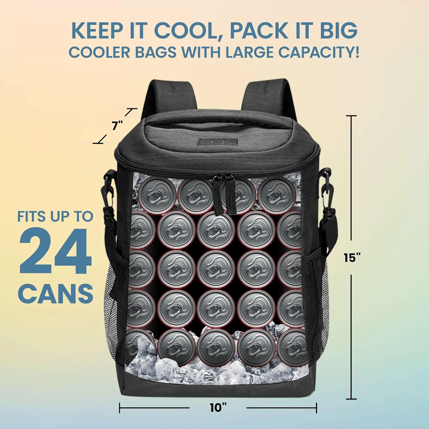 Custom Soft Cooler Bag - Personalize Your Insulated Bag | Backpack for Corporate Events or Gifts - Leak Proof Customizable Portable Cooler Bag Holds 24 Beer Cans - 15x10x7 - Customize 123