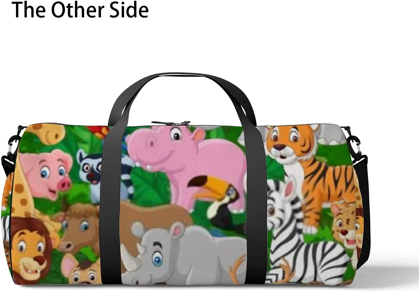 Cute Cartoon Kawaii Wild Animals Sports Bag Tote Bag Waterproof Gym Bag with Shoulder Strap Zipper 2 Side Pockets for Men and Women, Travel and Storage Shoulder Bag.