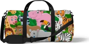 Cute Cartoon Kawaii Wild Animals Sports Bag Tote Bag Waterproof Gym Bag with Shoulder Strap Zipper 2 Side Pockets for Men and Women, Travel and Storage Shoulder Bag.