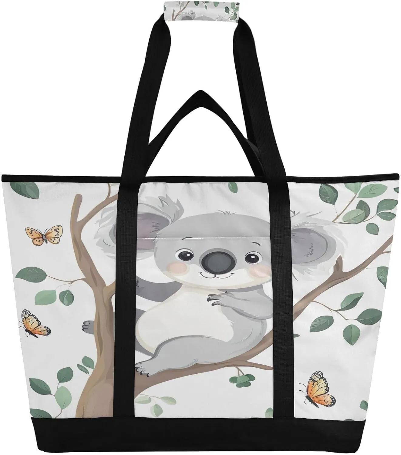Cute Koala Reusable Insulated Lunchbox Cooler Bag, Leakproof Kitchen Grocery Bag Collapsible Portable Cooler Tote Bag for Picnic, Camping, Office, Travel