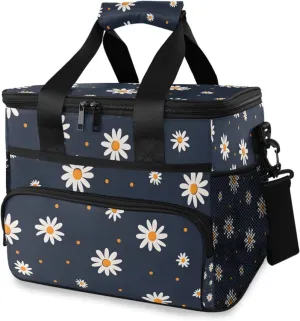 Cute Little Daisy Pattern Cooler Bag Insulated Cooler Soft Sided Cooler 24 Can Portable Picnic Bag Large Leakproof Lunch Bag Box for Beach Grocery Camping Travel Car Men Women