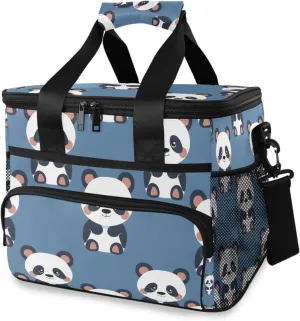 Cute Panda Little Animal Blue Cooler Bag Insulated Cooler Soft Sided Cooler 24 Can Portable Picnic Bag Large Leakproof Lunch Bag Box for Beach Grocery Camping Travel Car Men Women