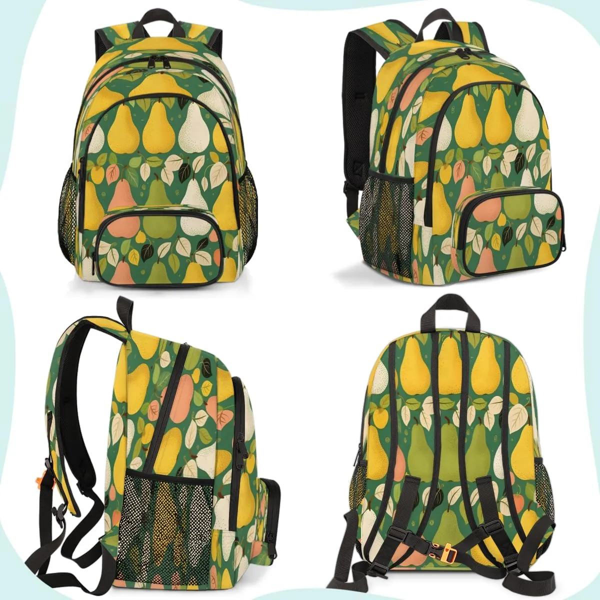 Cute Pear Laptop Backpack for Women Men, 18.3 Inch Travel Work Backpacks, Fruit Waterproof Computer Casual Daypack Nurse Teacher Bags