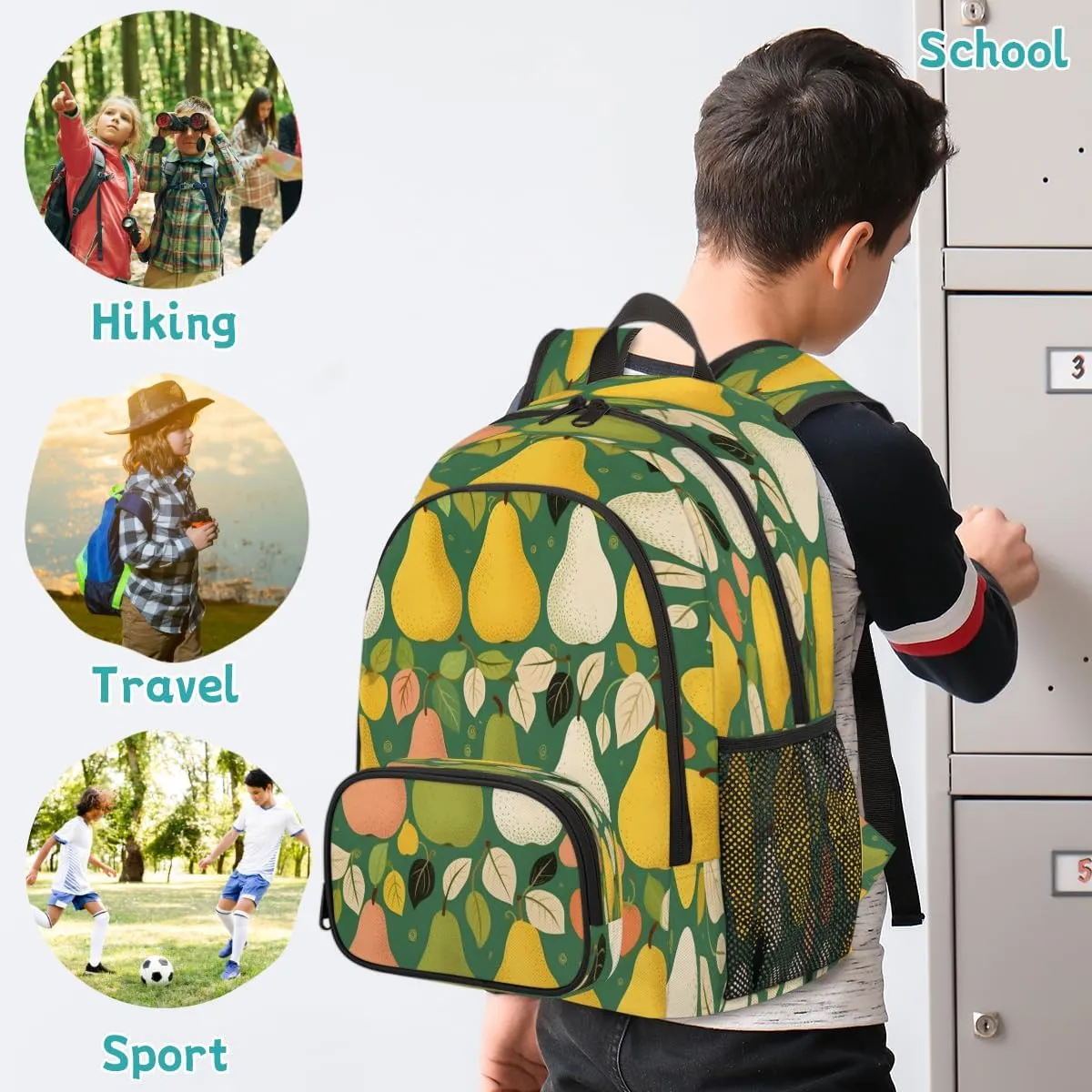 Cute Pear Laptop Backpack for Women Men, 18.3 Inch Travel Work Backpacks, Fruit Waterproof Computer Casual Daypack Nurse Teacher Bags