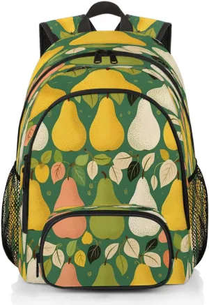 Cute Pear Laptop Backpack for Women Men, 18.3 Inch Travel Work Backpacks, Fruit Waterproof Computer Casual Daypack Nurse Teacher Bags