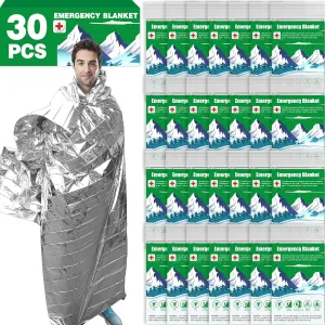 CXYARY 30 Pack Emergency Thermal Blanket - Stay Warm & Safe Outdoors!