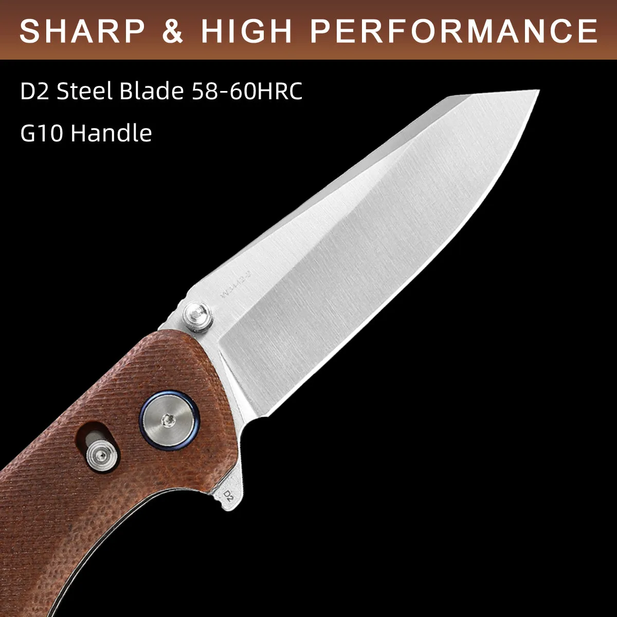 D2 Pocket Knife With Micarta Handle And Axis Lock System (Our Patents)