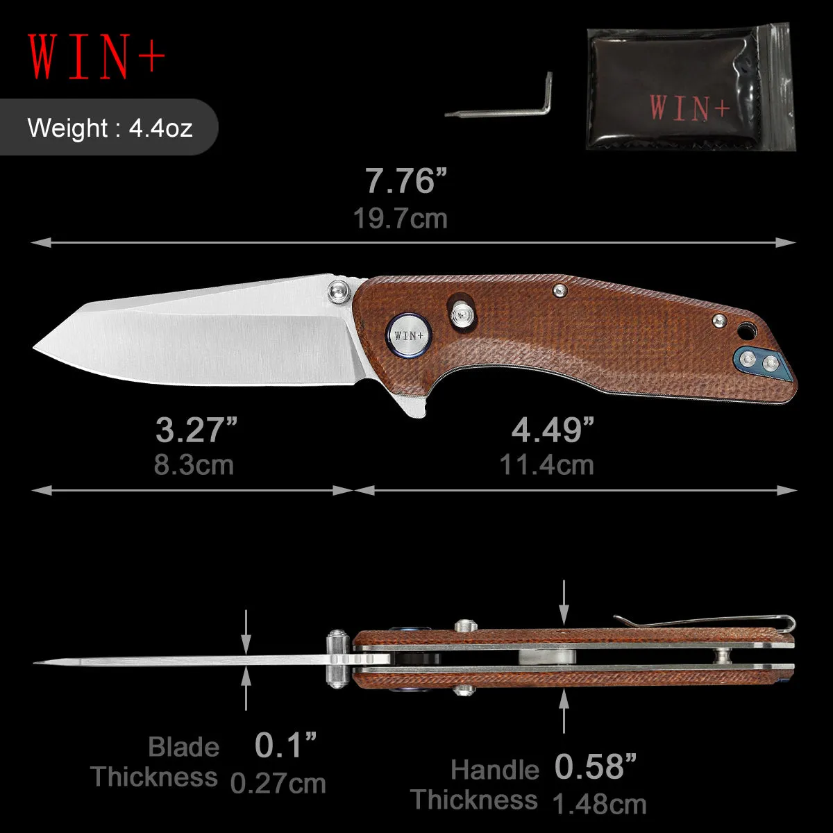 D2 Pocket Knife With Micarta Handle And Axis Lock System (Our Patents)