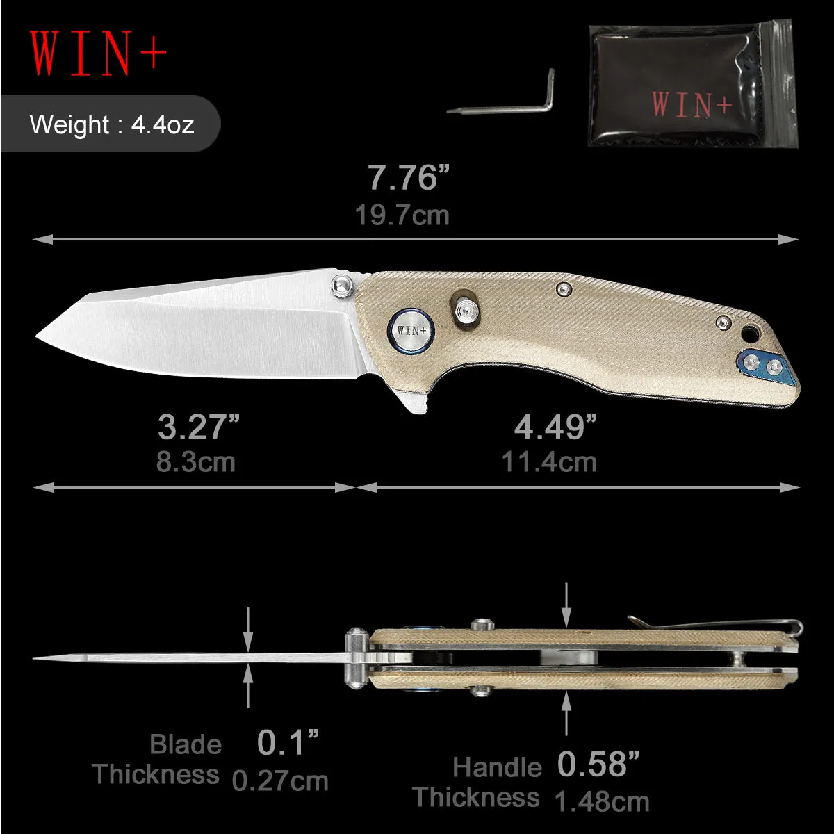 D2 Pocket Knife With Micarta Handle And Axis Lock System (Our Patents)