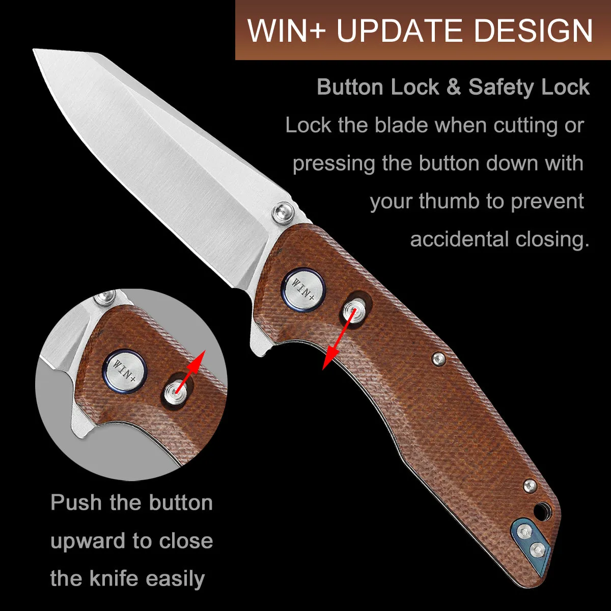 D2 Pocket Knife With Micarta Handle And Axis Lock System (Our Patents)