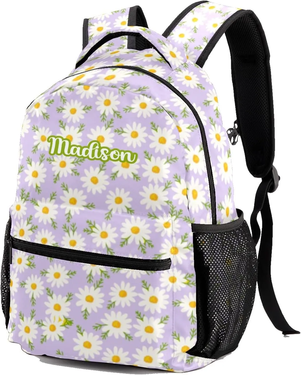 Daisy Little Flowers Purple Personalized School Backpack Kids Bookbag Daypack for Teen Boys Girls Travel Backpack Bag 12.2''(L) x 5.9''(W) x 16.5''(H)