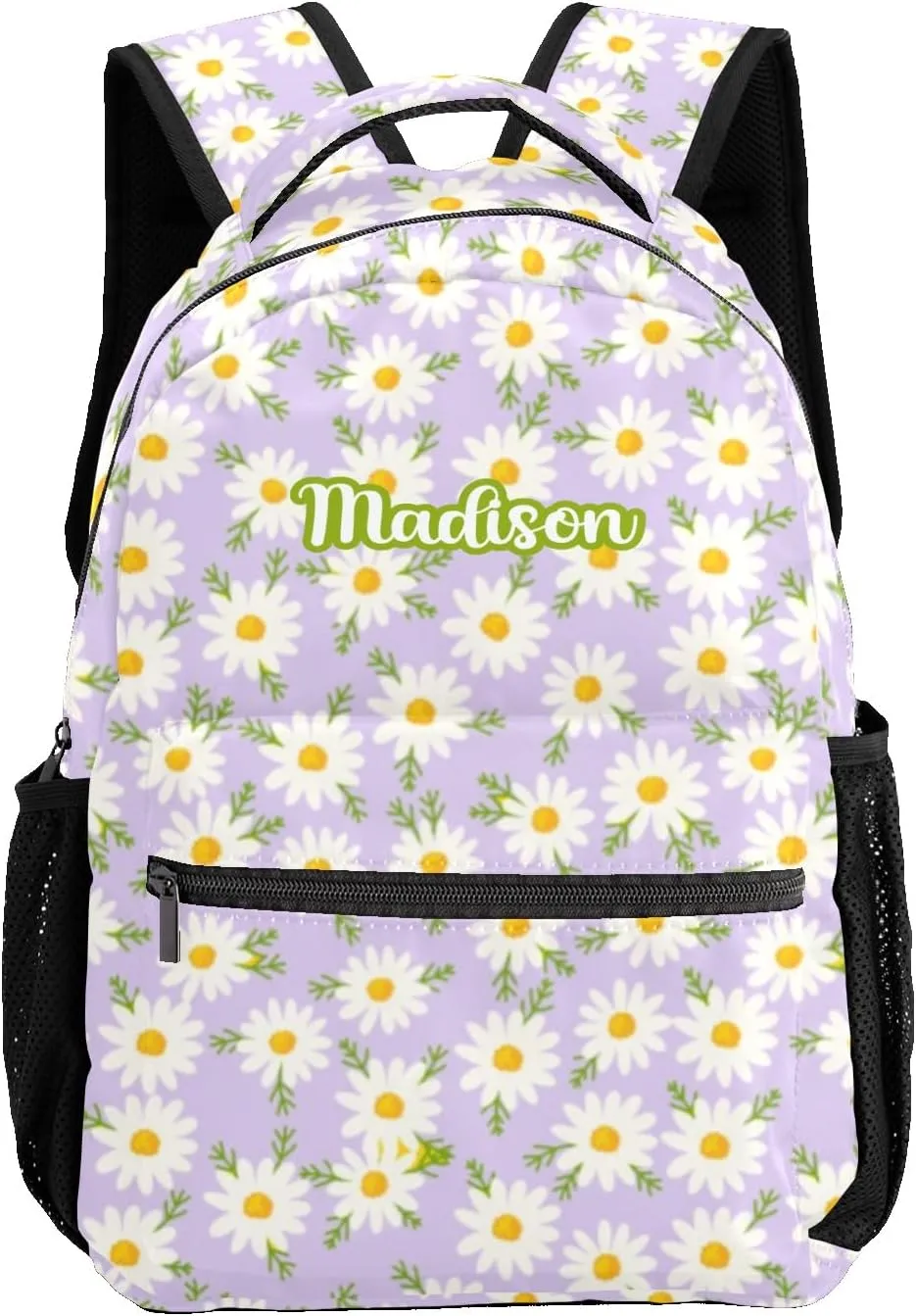 Daisy Little Flowers Purple Personalized School Backpack Kids Bookbag Daypack for Teen Boys Girls Travel Backpack Bag 12.2''(L) x 5.9''(W) x 16.5''(H)