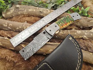 Damascus Steel Tanto Blade Folding Knife