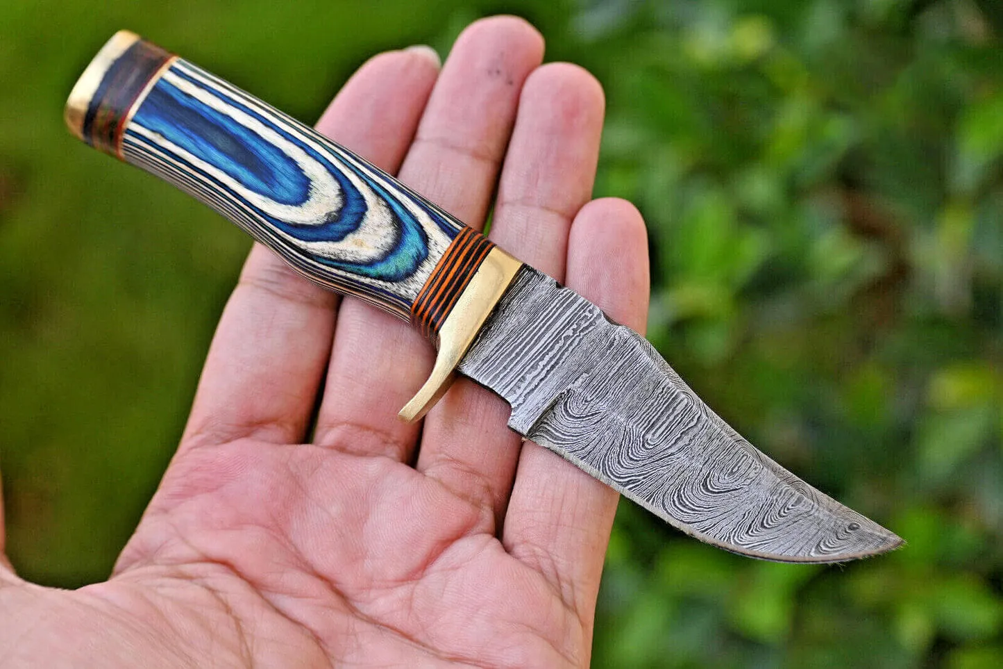 Damascus Track Cutting Knife for Camping